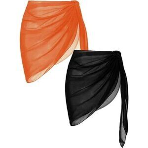 2 Pieces Women Beach Sarongs Sheer Cover Ups Chiffon